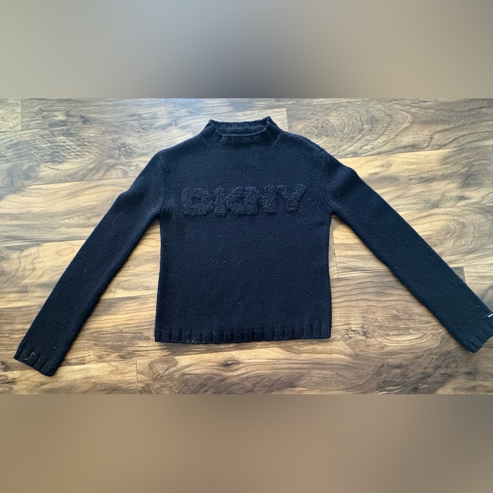 DKNY Black Textured Logo Sweater